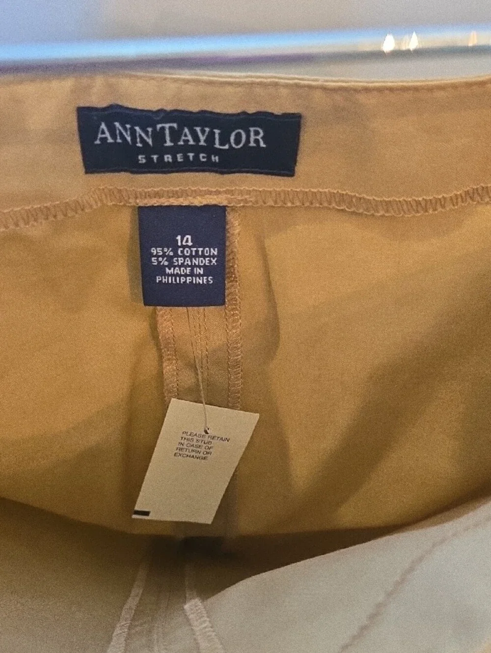 Ann Taylor Tan Pencil Skirt Size 14 NWT Cotton Stretch